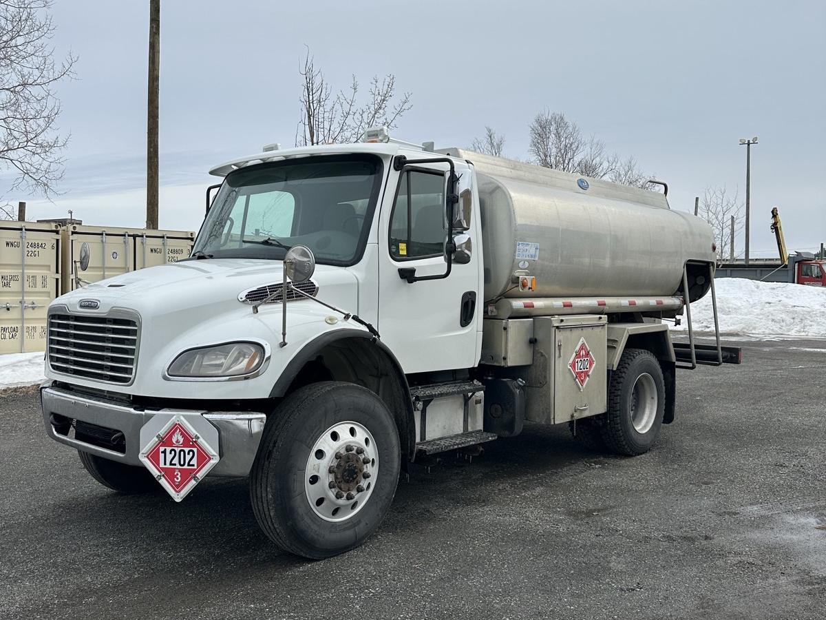 A fuel truck placarded for dangerous goods transport